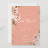 Boho Blush Rozen & Grasses Bruidsbrunch Kaart (Voorkant)