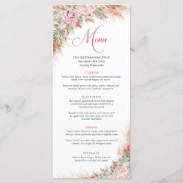 Boho blush Rozen groen en pampasgras Menu