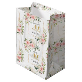 Boho blush rozen groen goud 40ste verjaardag Gift Medium Cadeauzakje