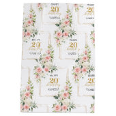 Boho blush rozen groen goud glitter 20e verjaardag medium cadeauzakje (Achterkant)