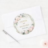 Boho blush rozen groen goud lijst bruiloft sticker (Envelop)