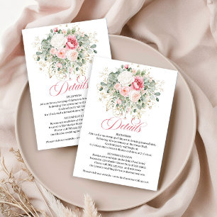 Boho Blush Rozen Groene Huwelijksdetails Kaart