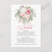 Boho Blush Rozen Groene Huwelijksdetails Kaart (Voorkant)