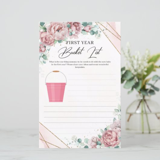 Boho blush rozen lijst Bucket List First Year (Staand voorkant)