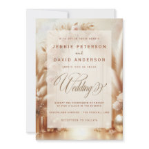 Boho Blush Rozen Pampas Gold Arch Wedding