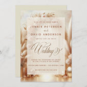 Boho Blush Rozen Pampas Gold Arch Wedding Kaart (Voorkant / Achterkant)