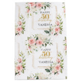 Boho blush rozen salie groen goud 50ste verjaardag medium cadeauzakje (Voorkant)