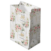 Boho blush rozen salie groen goud 50ste verjaardag medium cadeauzakje (Voorkant Gekanteld)
