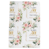 Boho blush rozen salie groen goud 50ste verjaardag medium cadeauzakje (Achterkant)