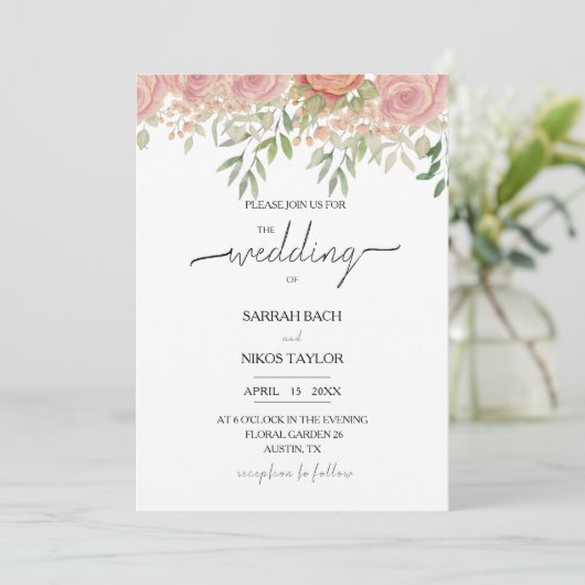 Boho Blush Rozen Waterverf Art Kaart (Staand voorkant)