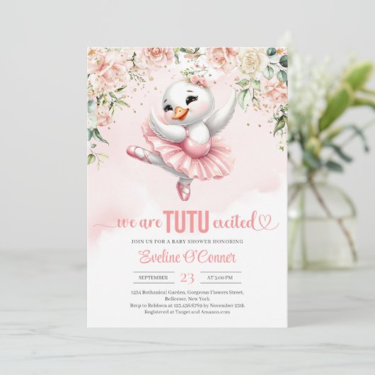 Boho blush rozen Zwanen tutu ballerina roze jurk Kaart (Staand voorkant)