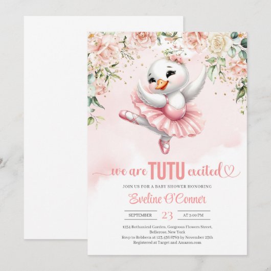 Boho blush rozen Zwanen tutu ballerina roze jurk Kaart (Voorkant / Achterkant)