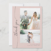 Boho Blush Script Meerdere foto bruiloft Bedankkaart (Voorkant)