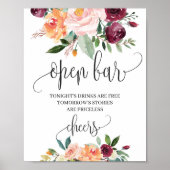 Boho Blush sinaasappel florale open staaf Poster (Voorkant)