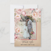 Boho Blush Terracotta Arch Photo Monogram Wedding  Bedankkaart (Voorkant)