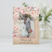 Boho Blush Terracotta Arch Photo Monogram Wedding  Bedankkaart (Staand voorkant)