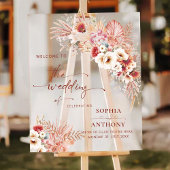 Boho Blush Terracotta Bloemen Acryl Trouwbord Acryl Bord