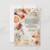 Boho Blush Terracotta Cream Floral Wedding Bedankkaart (Achterkant)