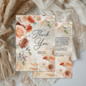 Boho Blush Terracotta Cream Floral Wedding  Bedankkaart