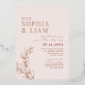 Boho Blush Terracotta met RSVP QR Code Weddenschap Folie Uitnodiging (Voorkant)