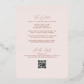Boho Blush Terracotta met RSVP QR Code Weddenschap Folie Uitnodiging (Achterkant)