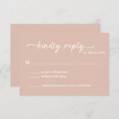 Boho Blush Trendy Script RSVP (Voorkant / Achterkant)
