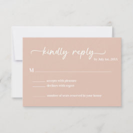 Boho Blush Trendy Script RSVP Kaartje