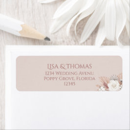 Boho Blush Trouw Uitnodiging Retourlabel Etiket