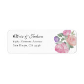 Boho Blush Watercolor Bloemen Bruiloft Adres Etiket (Voorkant)