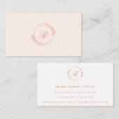Boho Blush Waterverf Floral Crest Krans Monogram Visitekaartje (Voorkant / Achterkant)