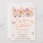 Boho blush wilde bloemen vlinders vrijgezellenfees kaart (Voorkant)