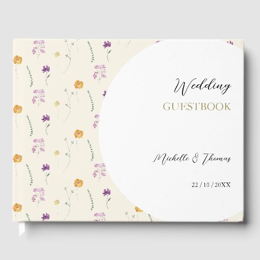 Boho Blush Wilde Bloemen Watercolor Kunst Gastenboek (Voorkant)