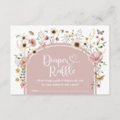 Boho Blush Wildflower Luier Raffle Baby Meisje Informatiekaartje (Voorkant)
