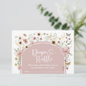 Boho Blush Wildflower Luier Raffle Baby Meisje Informatiekaartje (Staand voorkant)