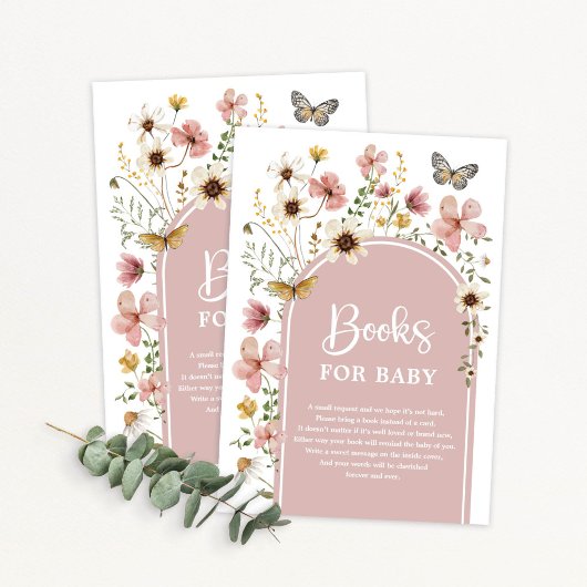 Boho Blush Wildflower Meadow Boeken voor Baby Meis Informatiekaartje