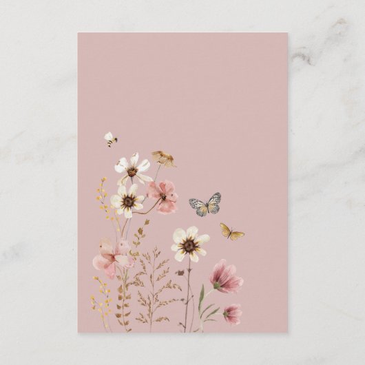Boho Blush Wildflower Meadow Boeken voor Baby Meis Informatiekaartje (Achterkant)