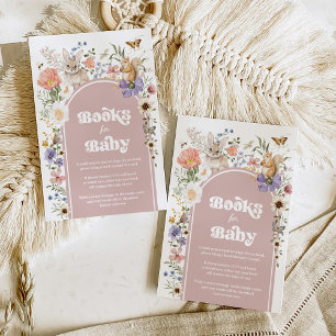 Boho Blush Woodland Wilde Bloemen Boeken voor Baby Informatiekaartje