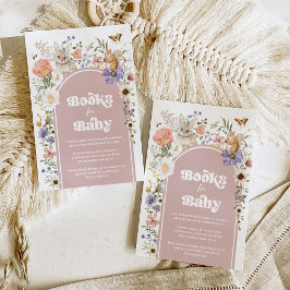 Boho Blush Woodland Wildflower Books for Baby Girl Informatiekaartje