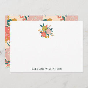 Boho Blush Yellow Botanical Flowers gepersonalisee Notitiekaartje