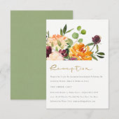 Boho Blush Yellow Sinaasappel Floral Bunch Recepti Informatiekaartje (Voorkant / Achterkant)