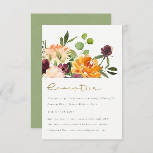 Boho Blush Yellow Sinaasappel Floral Bunch Recepti Informatiekaartje (Voorkant / Achterkant)