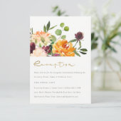 Boho Blush Yellow Sinaasappel Floral Bunch Recepti Informatiekaartje (Staand voorkant)