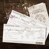 Boho Boarding Pass Bestemming Bruiloft Kaart