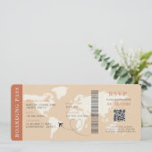 Boho Boarding Pass Bestemming bruiloft QR-code Kaart (Staand voorkant)