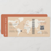 Boho Boarding Pass Bestemming bruiloft QR-code Kaart (Voorkant / Achterkant)