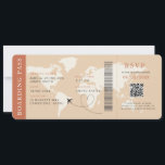 Boho Boarding Pass Bestemming bruiloft QR-code Kaart<br><div class="desc">Terracotta Boho Boarding Pass bruiloft ticket uitnodiging met een bestemming wereldkaart,  Huwelijkspas,  Destination Wedding,  Paspoort met QR code Rsvp kaart.</div>