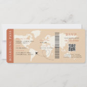 Boho Boarding Pass Bestemming bruiloft QR-code Kaart (Voorkant)