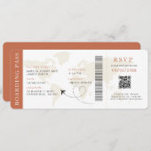 Boho Boarding Pass Bestemming bruiloft QR-code Kaart (Voorkant / Achterkant)