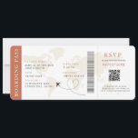 Boho Boarding Pass Bestemming bruiloft QR-code Kaart<br><div class="desc">Terracotta Boho Boarding Pass bruiloft ticket uitnodiging met een bestemming wereldkaart,  Huwelijkspas,  Destination Wedding,  Paspoort met QR code Rsvp kaart.</div>
