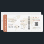 Boho Boarding Pass Bestemming bruiloft QR-code Kaart<br><div class="desc">Terracotta Boho Boarding Pass bruiloft ticket uitnodiging met een bestemming wereldkaart,  Huwelijkspas,  Destination Wedding,  Paspoort met QR code Rsvp kaart.</div>